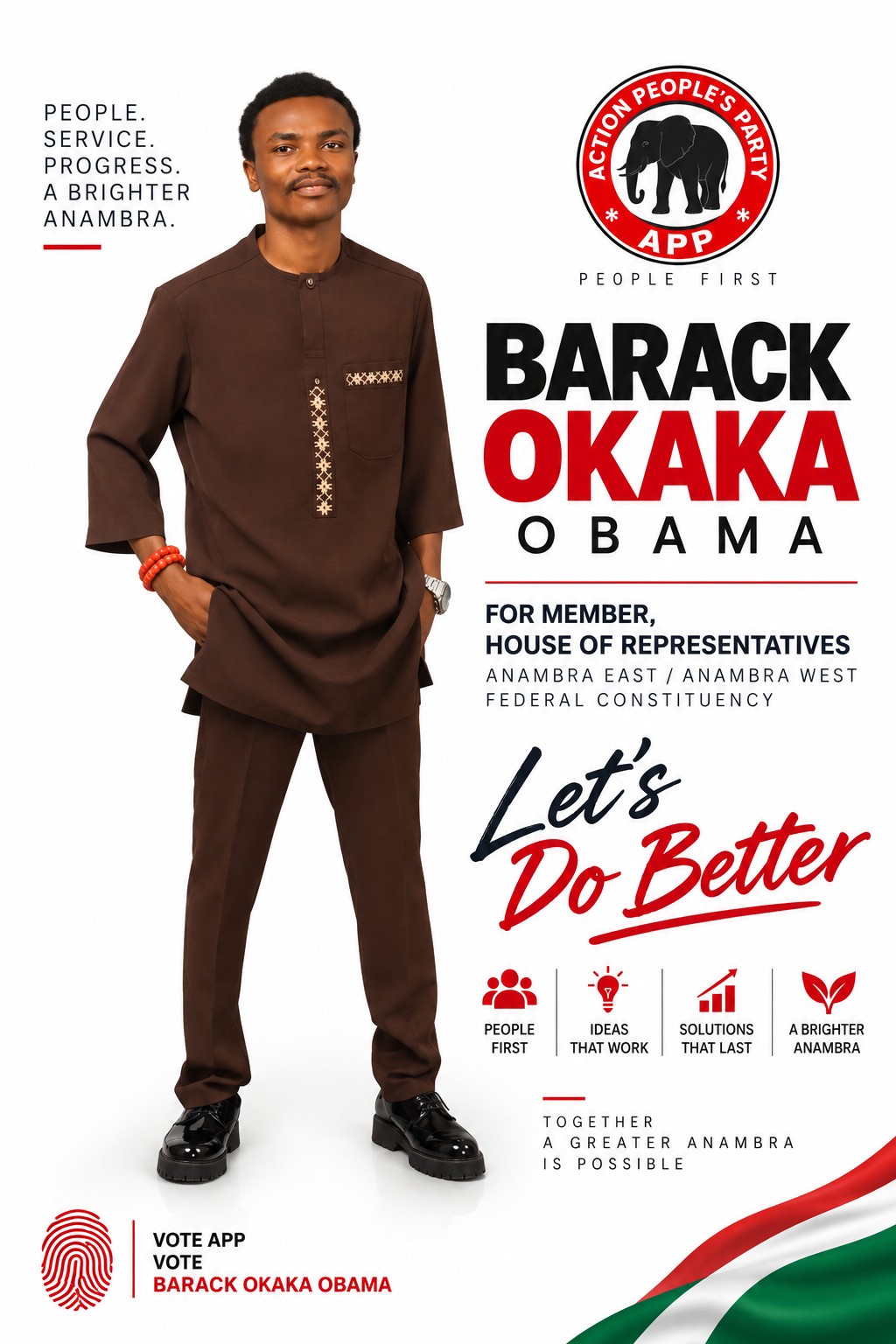 Barack Okaka Obama campaign standing portrait flyer